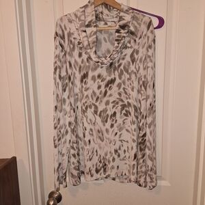 Chico's Cowl Neck Animal Print Long Sleeve Shirt